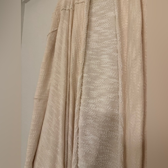 Free People In The Loop Open Front Distressed Cream Cardigan Sweater - Picture 4 of 9